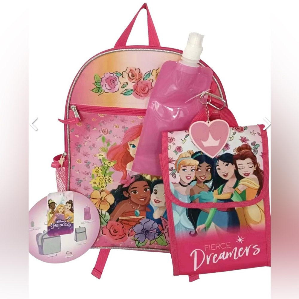 NWT Fast Forward Disney Princess 5 piece  Backpack Set